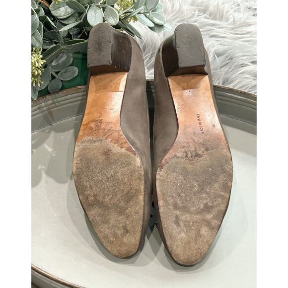 VTG Salvatore Ferragamo Boutique Women's Size 8.5 Leather Slip On Bow Almond Toe - Picture 11 of 12